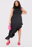 Asymmetic Frill Detail Midi Skirt