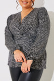 Animal Print Woven Wrap Blouse